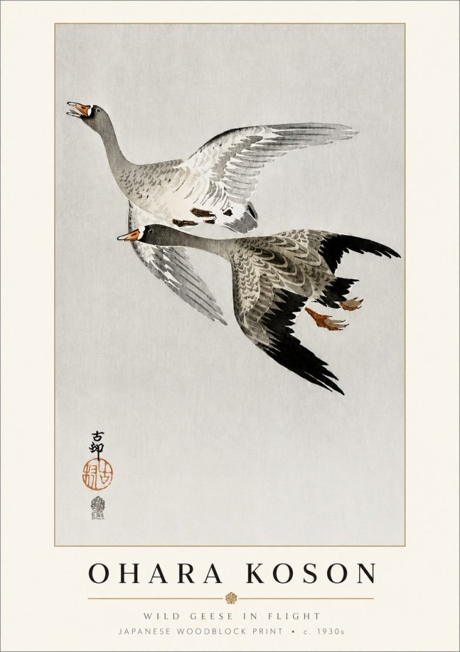 Ohara Koson Wild Geese in Flight III No3 - Poster