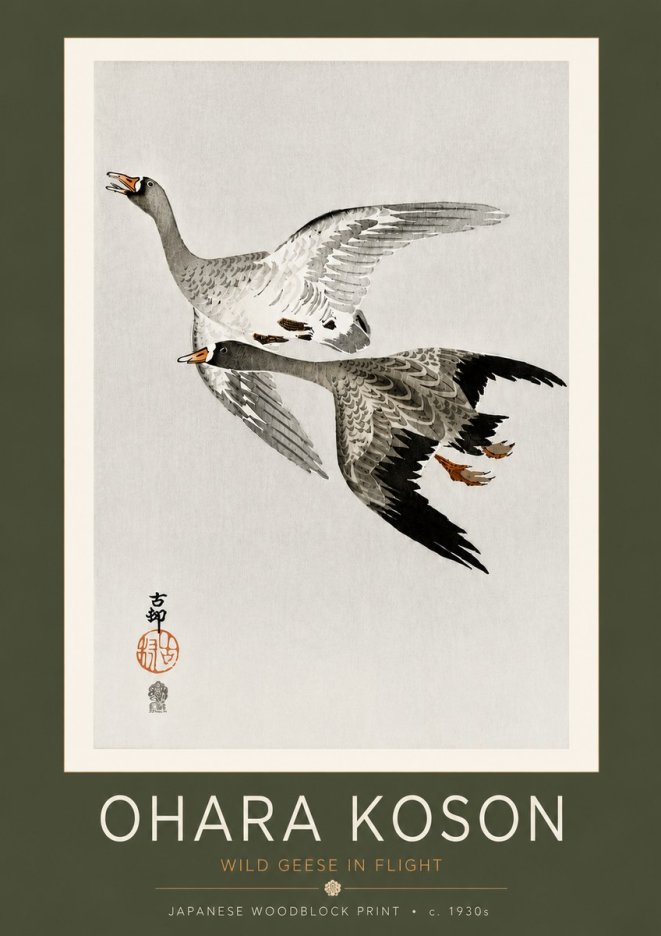 Ohara Koson Wild Geese in Flight III No4 - Poster