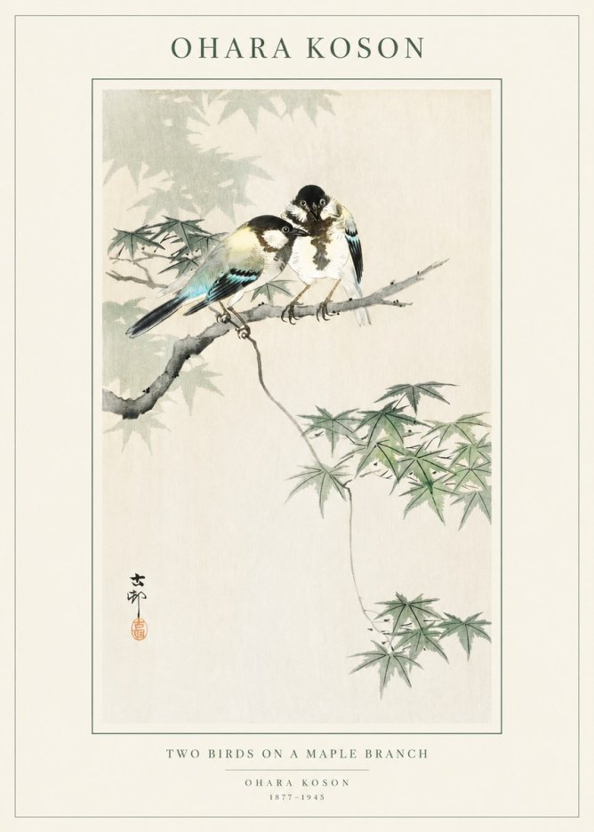 Ohara Koson Two Birds on a Maple Branch No1 - Poster