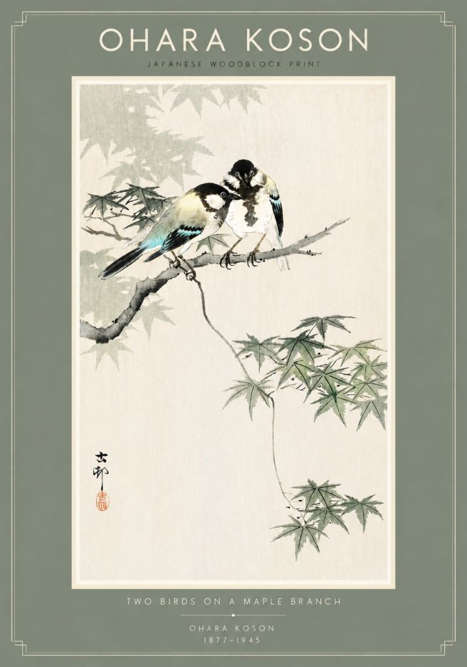Ohara Koson Two Birds on a Maple Branch No4 - Poster