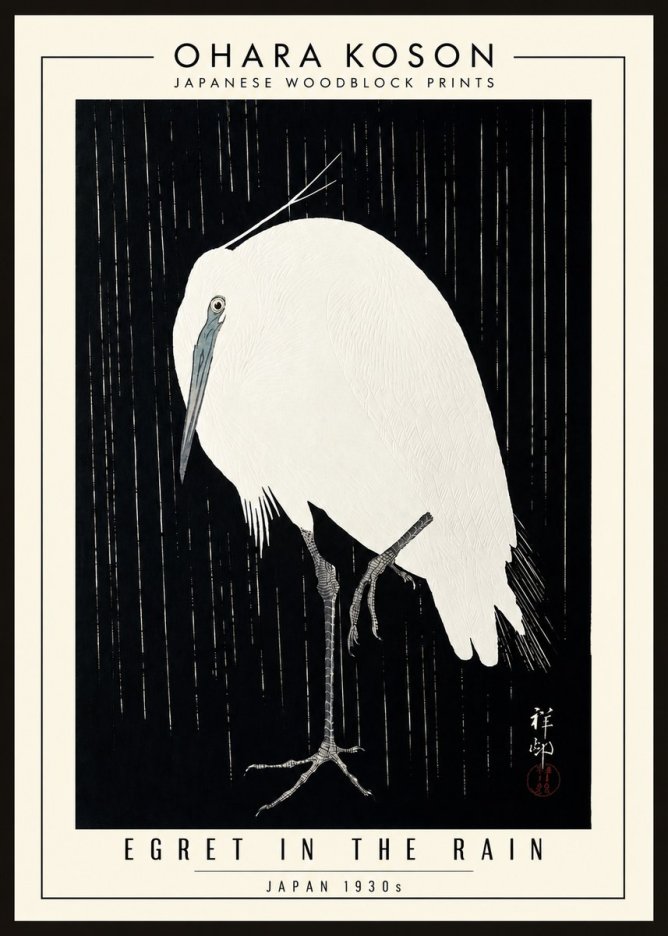Ohara Koson Egret in the Rain I No3 - Poster