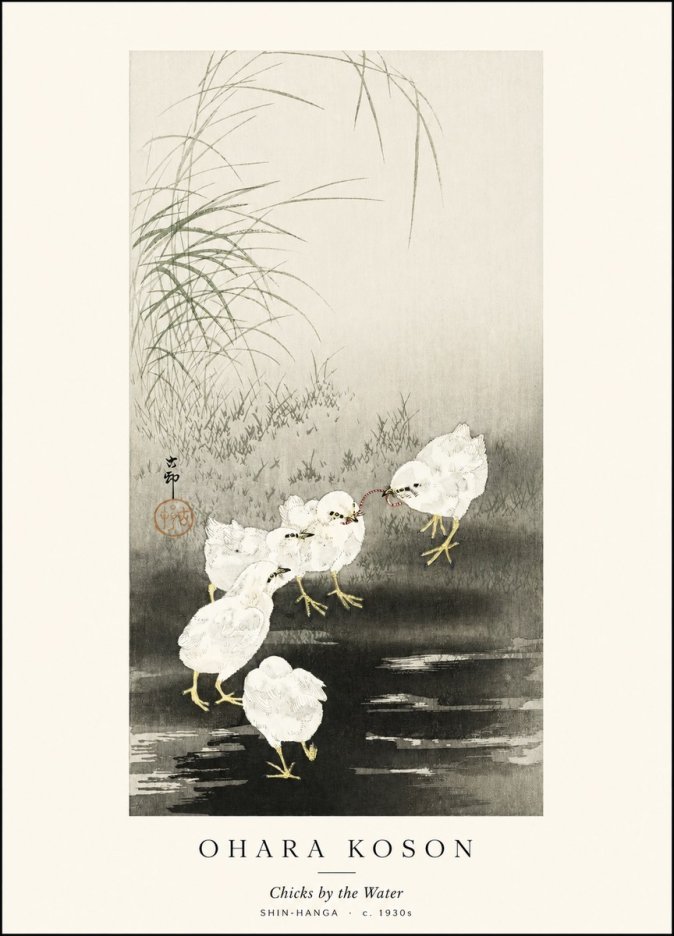 Ohara Koson Chicks by the Water No1 - Poster