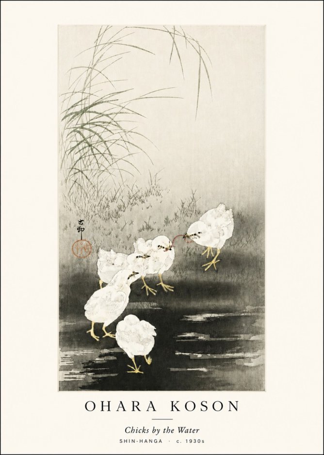 Ohara Koson Chicks by the Water No3 - Poster