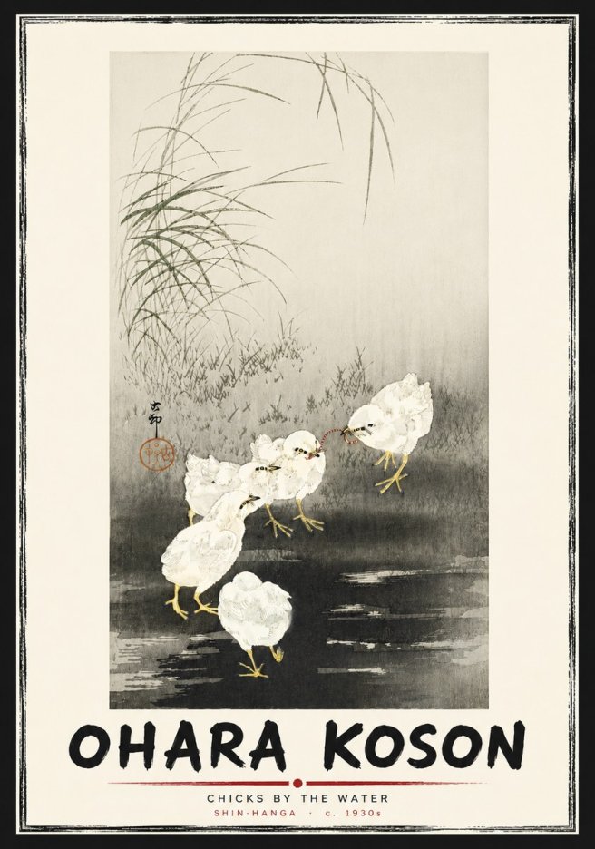 Ohara Koson Chicks by the Water No5 - Poster
