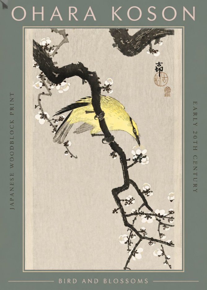 Ohara Koson Bird and Blossoms No2 - Poster