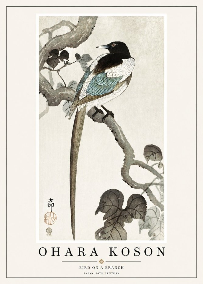 Ohara Koson Bird on a Branch IV No1 - Poster