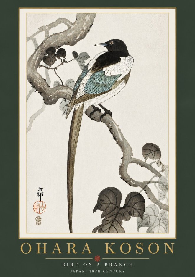 Ohara Koson Bird on a Branch IV No4 - Poster