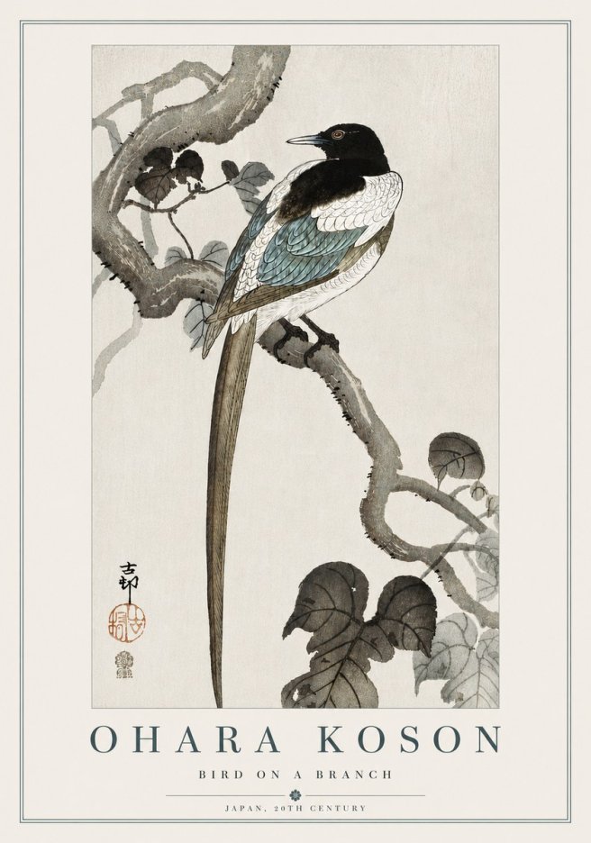 Ohara Koson Bird on a Branch IV No5 - Poster
