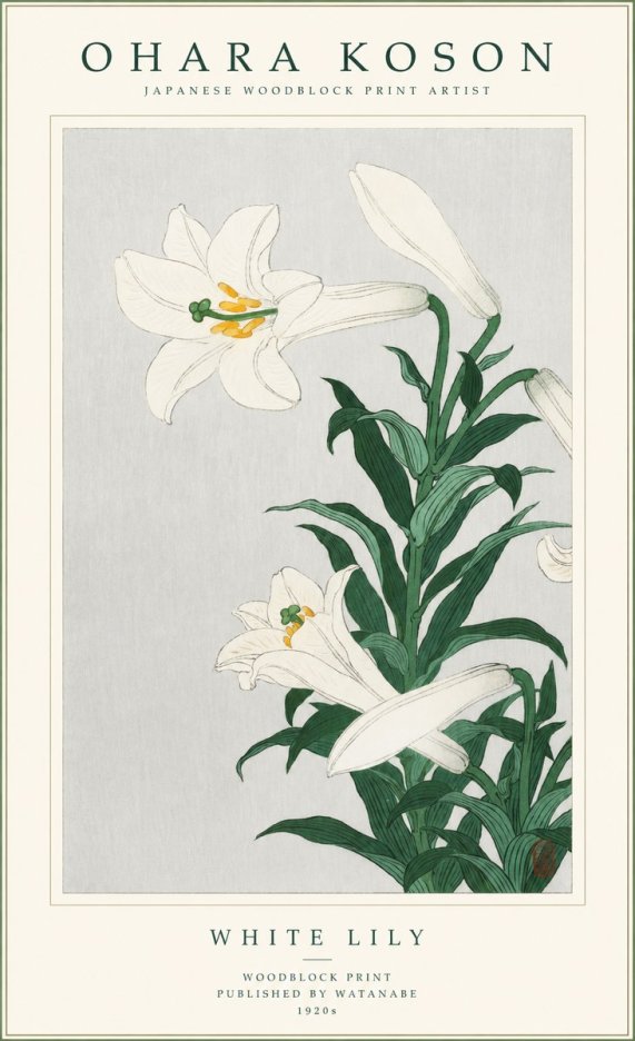 Ohara Koson White Lily No1 - Poster