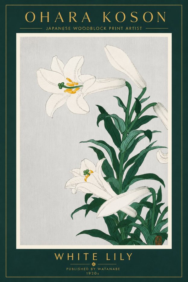 Ohara Koson White Lily No4 - Poster