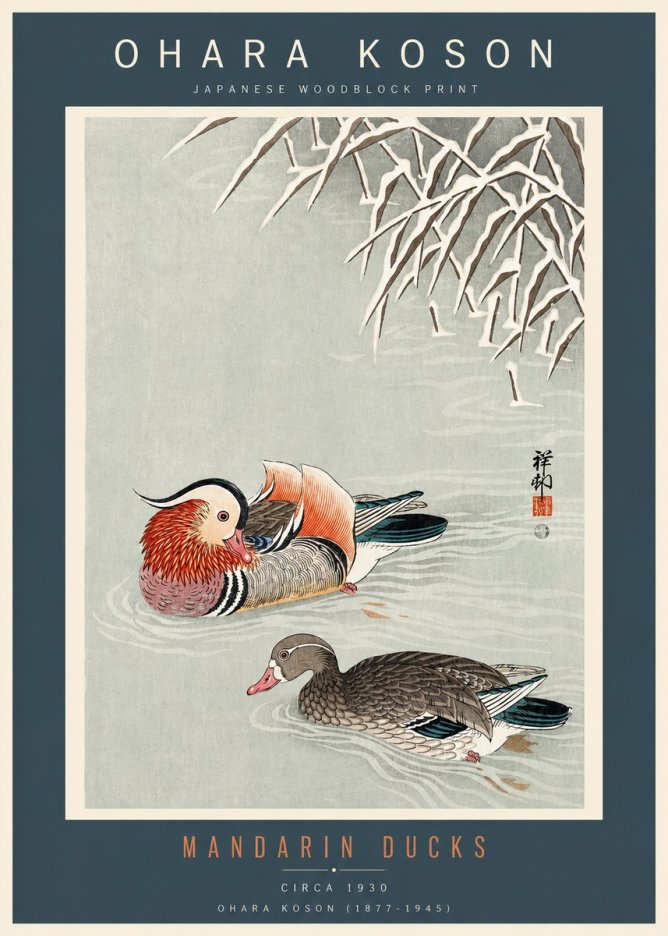 Ohara Koson Mandarin Ducks No3 - Poster