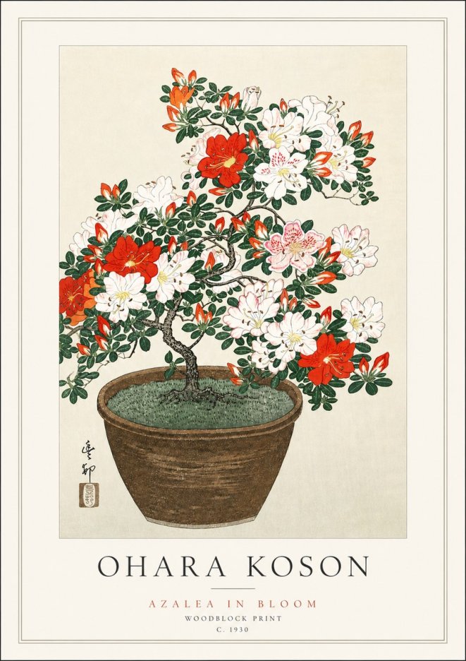 Ohara Koson Azalea in Bloom No3 - Poster
