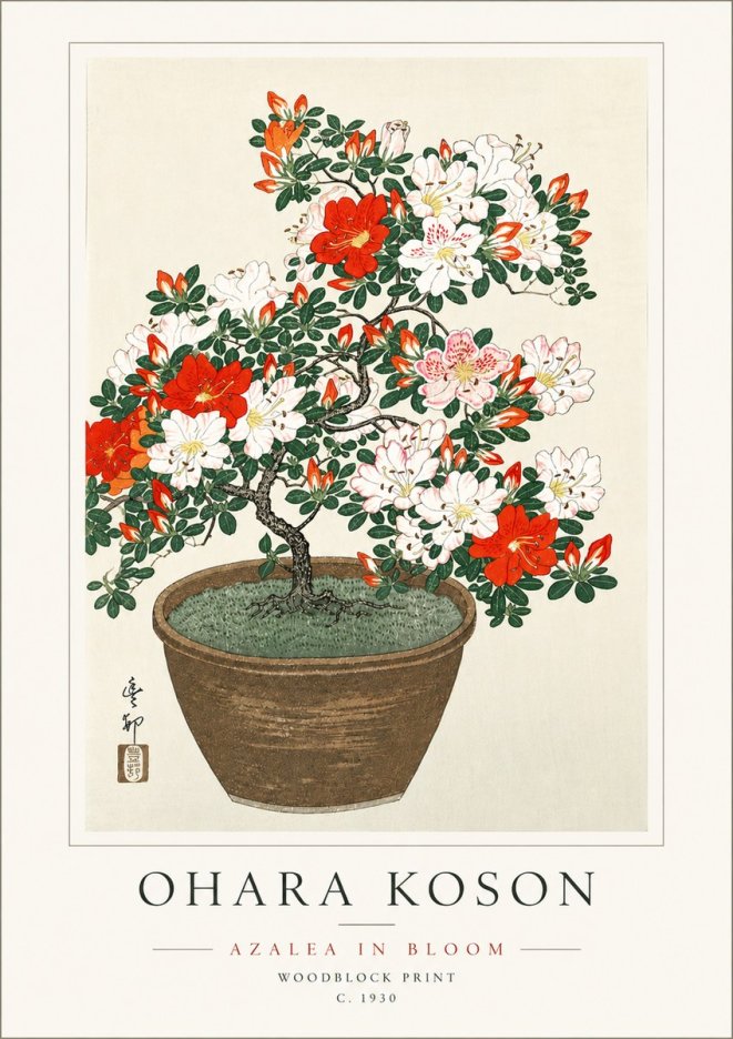 Ohara Koson Azalea in Bloom No6 - Poster