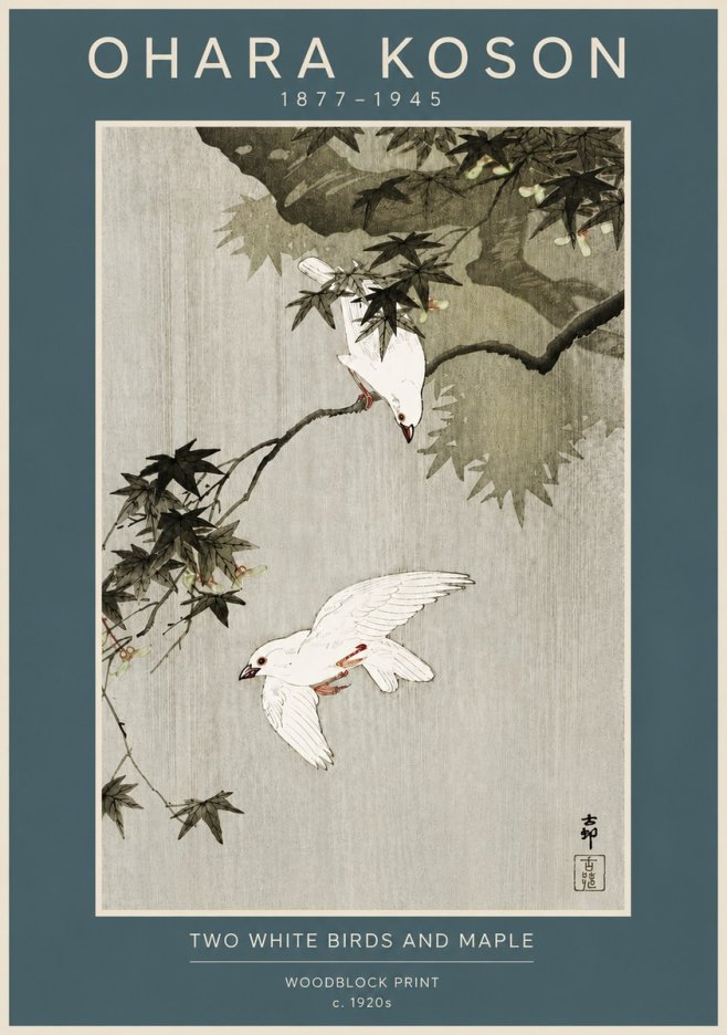 Ohara Koson Two White Birds and Maple No4 - Poster