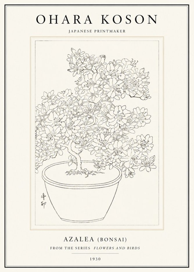 Ohara Koson Azalea (Bonsai) No1 - Poster