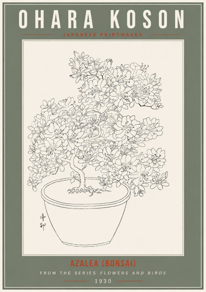 Ohara Koson Azalea (Bonsai) No2 - Poster