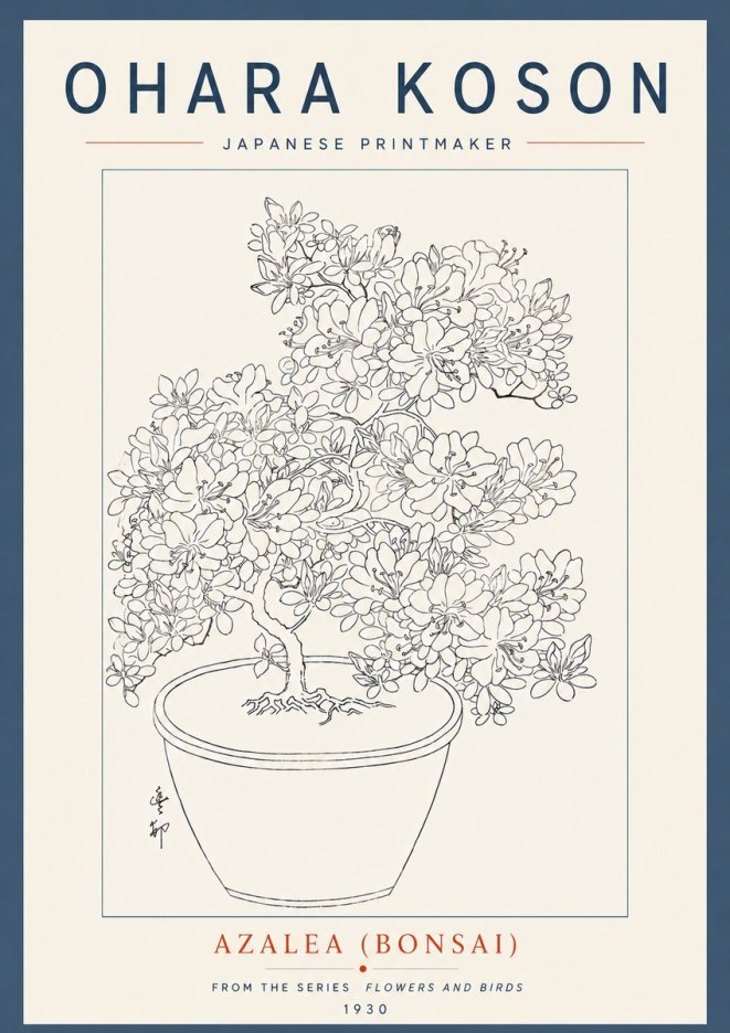 Ohara Koson Azalea (Bonsai) No6 - Poster