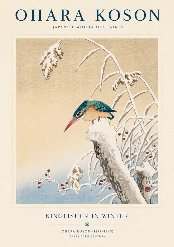 Ohara Koson Kingfisher in Winter II No1 - Poster