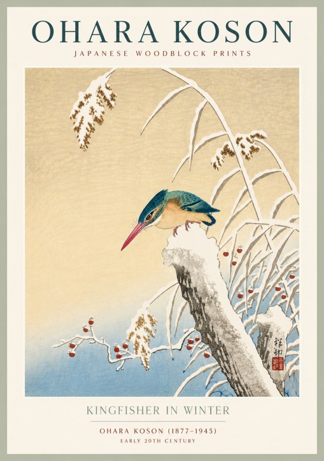 Ohara Koson Kingfisher in Winter II No4 - Poster