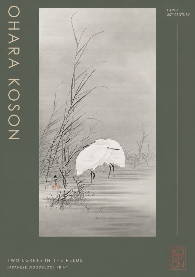 Ohara Koson Two Egrets in the Reeds No2 - Poster