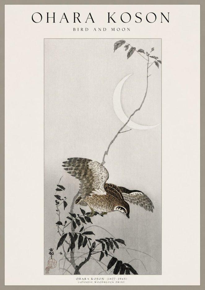 Ohara Koson Bird and Moon No1 - Poster