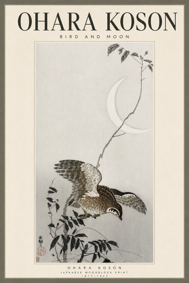 Ohara Koson Bird and Moon No4 - Poster