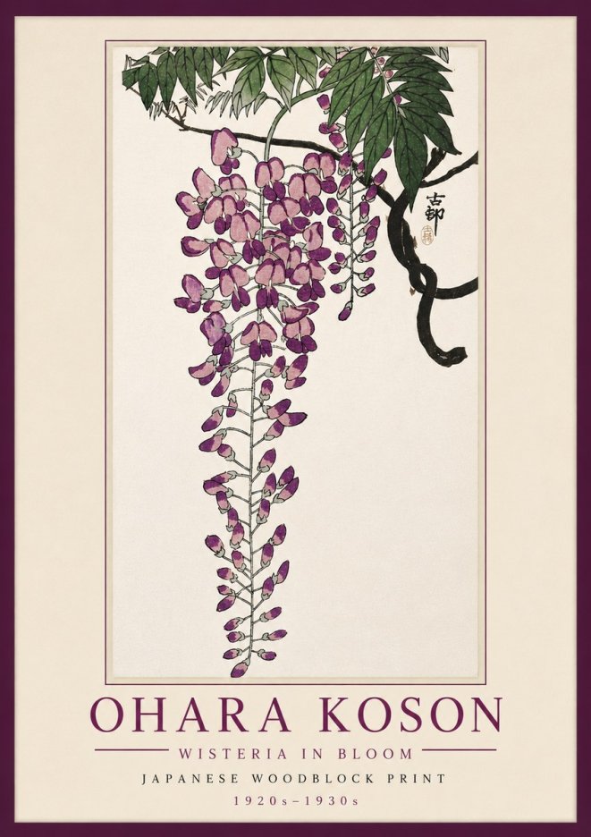 Ohara Koson Wisteria in Bloom No5 - Poster