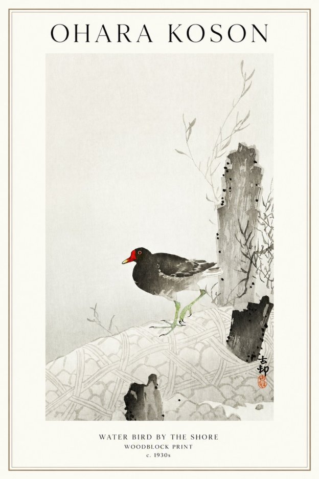 Ohara Koson Water Bird by the Shore No1 - Poster