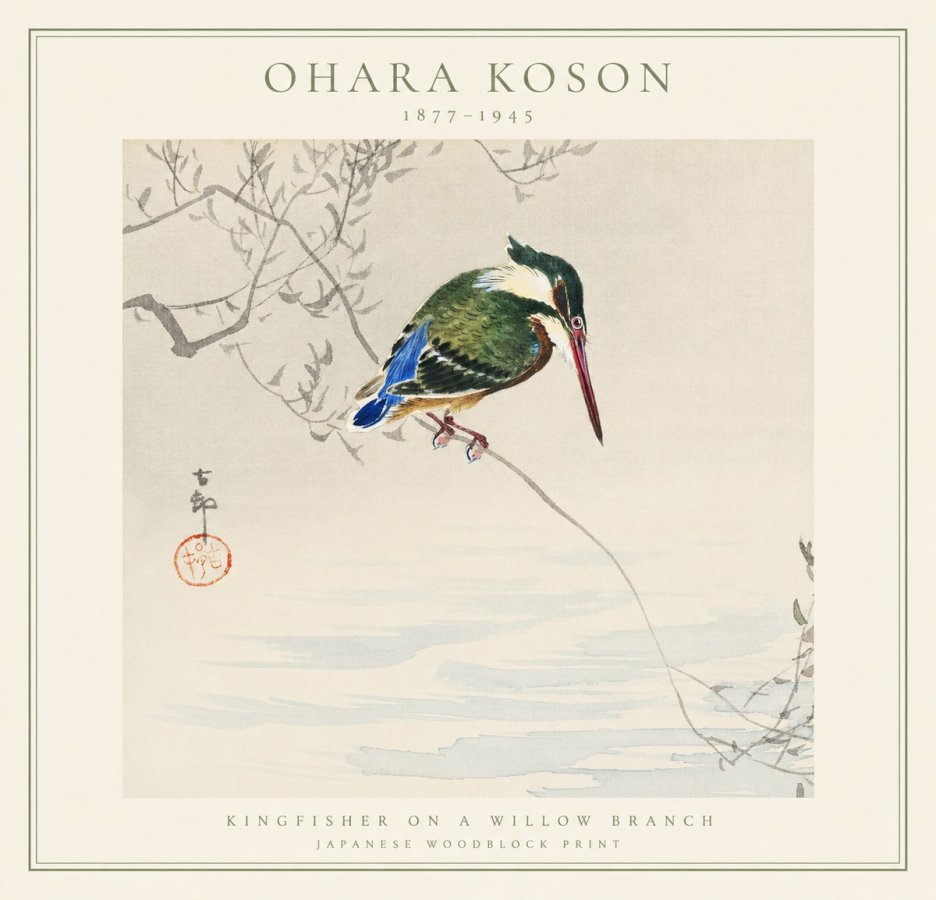Ohara Koson Kingfisher on a Willow Branch No1 - Poster