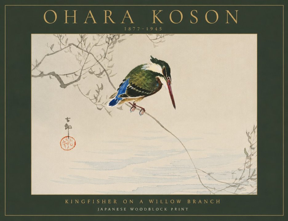 Ohara Koson Kingfisher on a Willow Branch No6 - Poster