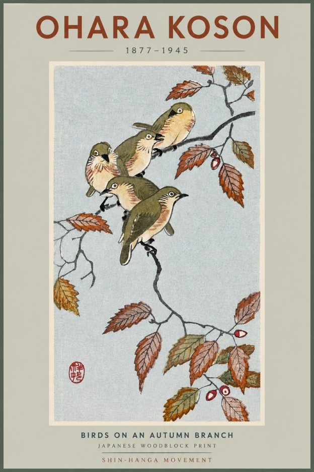Ohara Koson Birds on an Autumn Branch No2 - Poster