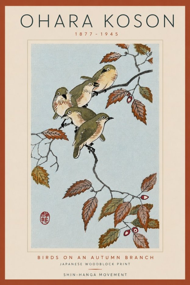 Ohara Koson Birds on an Autumn Branch No6 - Poster