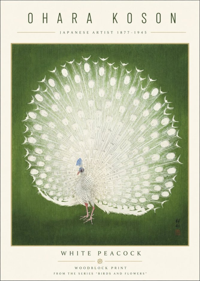 Ohara Koson White Peacock No3 - Poster