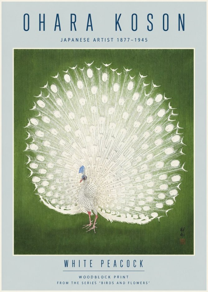Ohara Koson White Peacock No4 - Poster