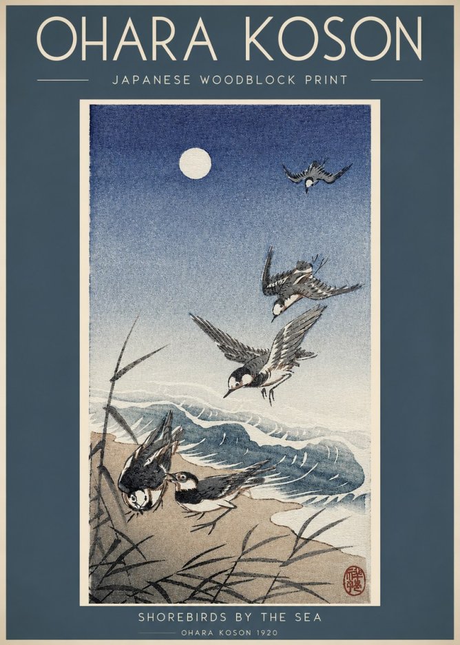 Ohara Koson Shorebirds by the Sea No2 - Poster