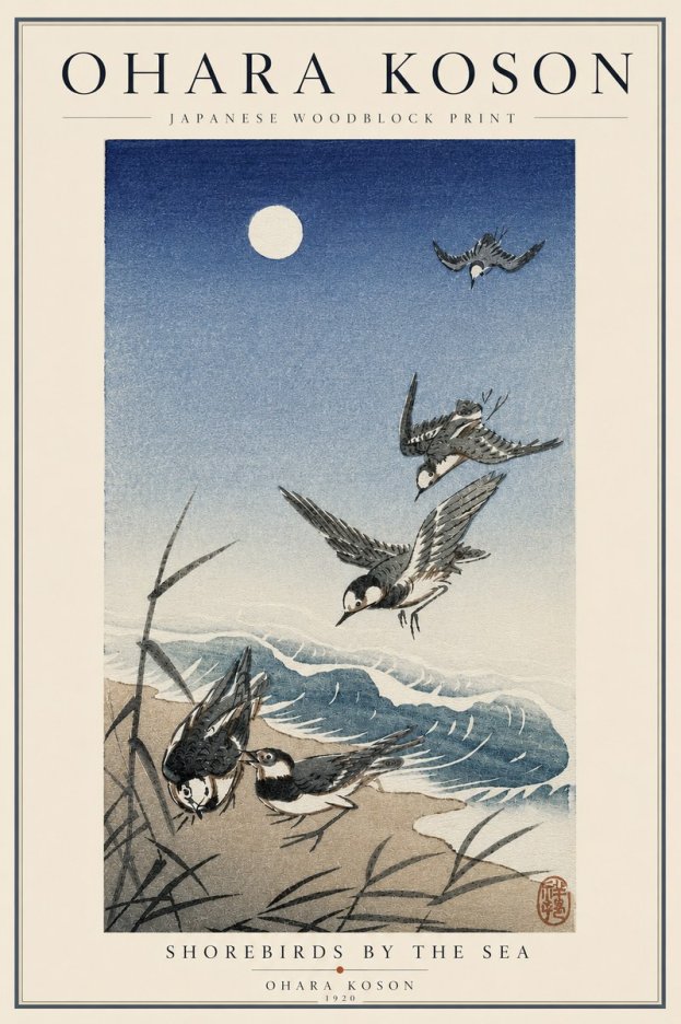Ohara Koson Shorebirds by the Sea No3 - Poster