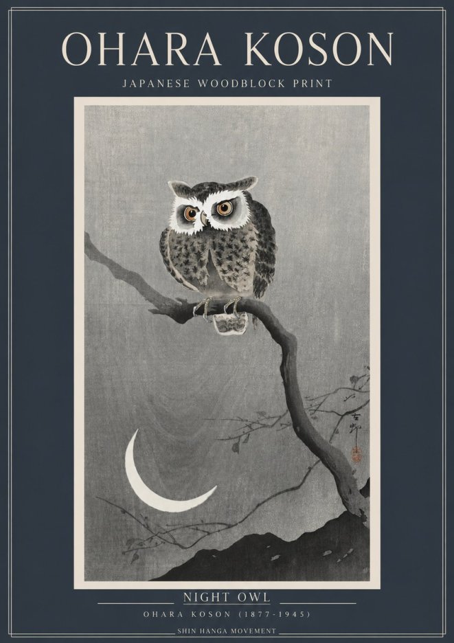 Ohara Koson Night Owl No2 - Poster