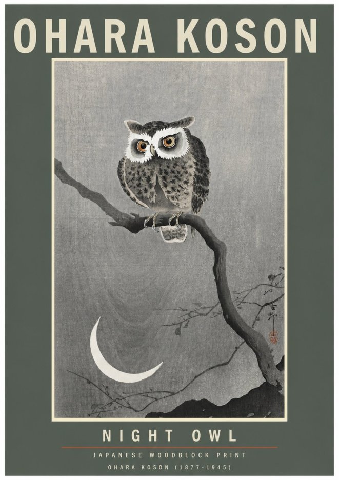 Ohara Koson Night Owl No3 - Poster