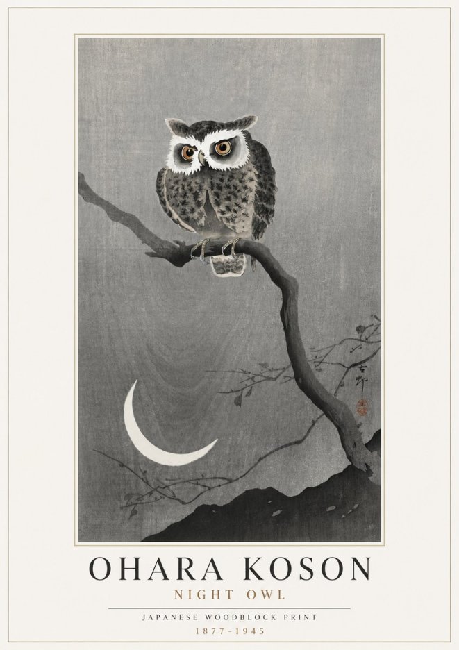 Ohara Koson Night Owl No4 - Poster