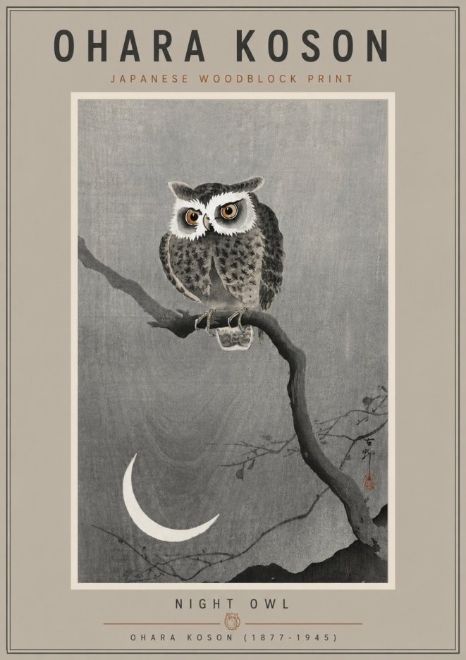 Ohara Koson Night Owl No5 - Poster