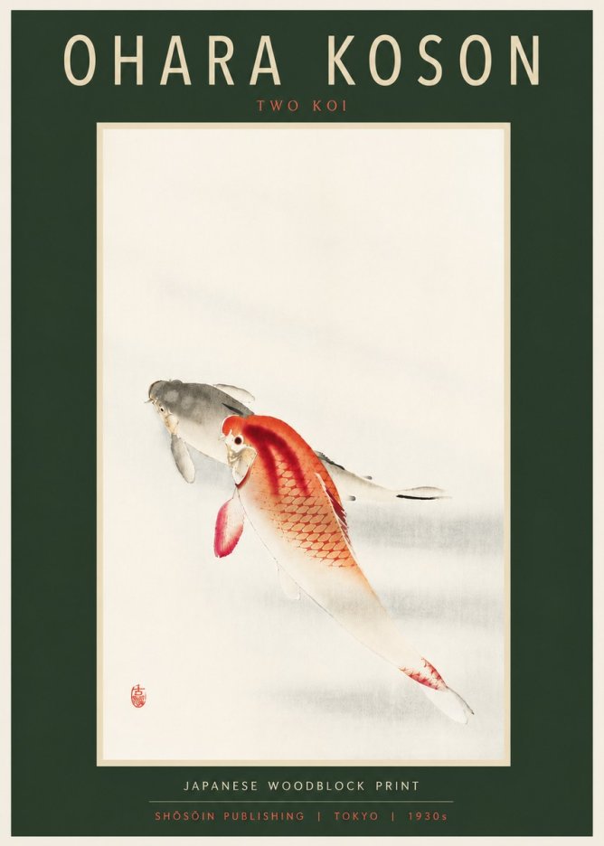 Ohara Koson Two Koi II No6 - Poster
