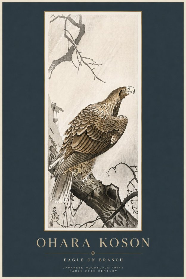 Ohara Koson Eagle on Branch No2 - Poster