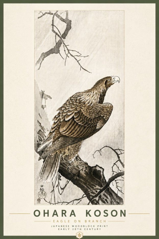 Ohara Koson Eagle on Branch No6 - Poster