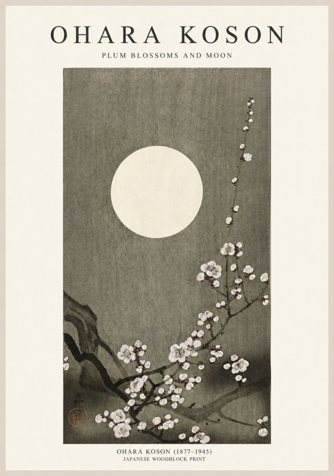 Ohara Koson Plum Blossoms and Moon No1 - Poster