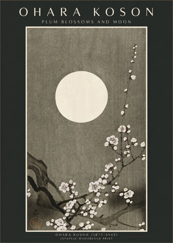 Ohara Koson Plum Blossoms and Moon No2 - Poster