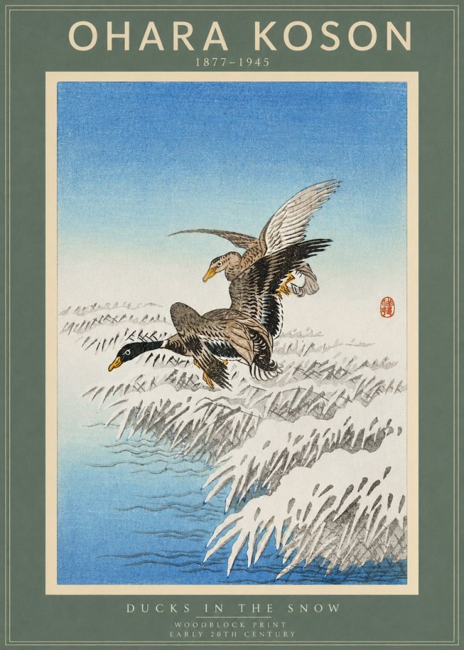 Ohara Koson Ducks in the Snow No2 - Poster