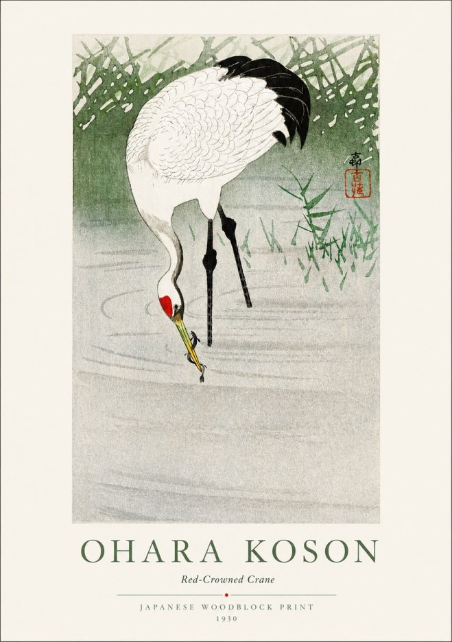 Ohara Koson Red-crowned Crane No1 - Poster