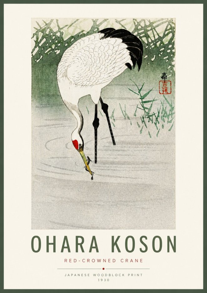 Ohara Koson Red-crowned Crane No2 - Poster