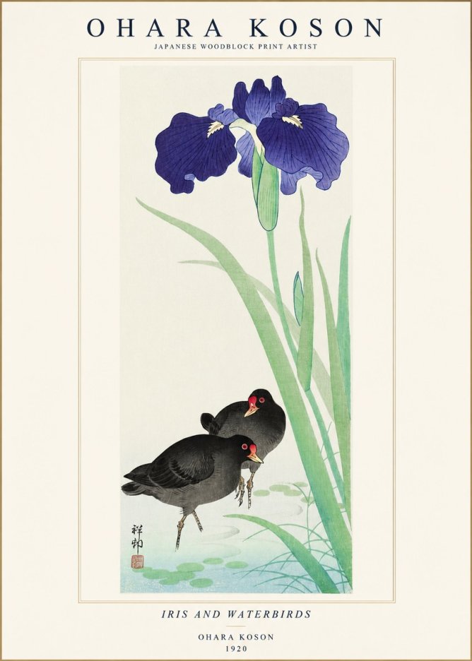 Ohara Koson Iris and Waterbirds No1 - Poster