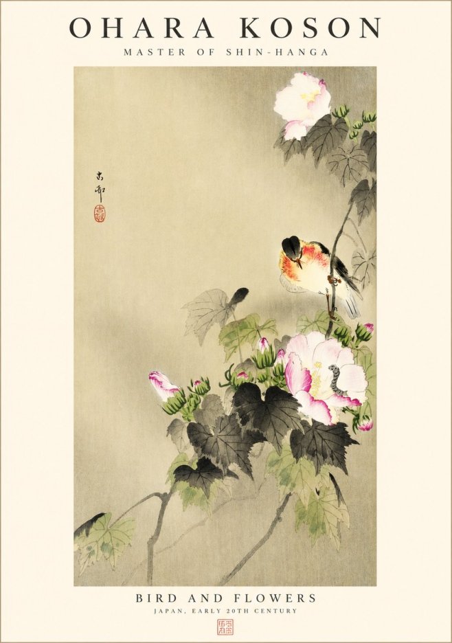 Ohara Koson Bird and Flowers No1 - Poster